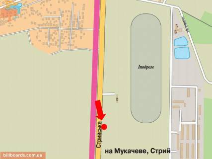 Билборд B в Львове, 3x6  Стрийська вул., 121, біля ТРЦ "King Cross", супермаркетів "Ашан", "Фокстрот", "Епіцентр", іподрому, з центру схема