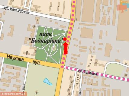 Білборд, Бігборд (Борд)  B у Львові, 3x6  Стрийська вул., 144, 100 м до Наукової вул., В центр схема