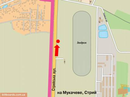 Билборд A в Львове, 3x6  Стрийська вул., 121, біля ТРЦ "King Cross", супермаркетів "Ашан", "Фокстрот", "Епіцентр", іподрому, в центр схема