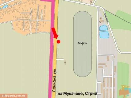 Билборд B в Львове, 3x6  Стрийська вул., 121, біля ТРЦ "King Cross", супермаркетів "Ашан", "Фокстрот", "Епіцентр", іподрому, з центру схема