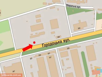 Билборд B в Львове, 3x6  Городоцька вул., 288, біля АЗС "WOG", 500м до супермаркетів "METRO", "Епіцентр", з центру схема