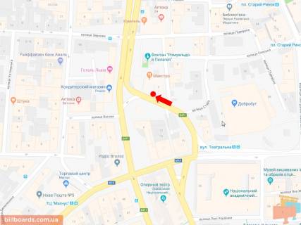 Нестандарт A в Львове, 2x3.7  Чорновола пр. - Різні пл., за Оперним театром (зупинка "Площа Різні"), ліва схема