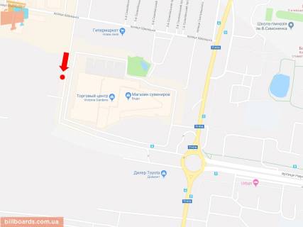 Билборд A в Львове, 3x6  Кульпарківська вул., біля ТРЦ "Victoria Gardens", в сторону вул. Наукова схема