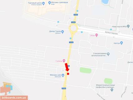 Билборд B в Львове, 3x6  Кульпарківська вул., 147, ТРЦ "Victoria Gardens", з центру схема