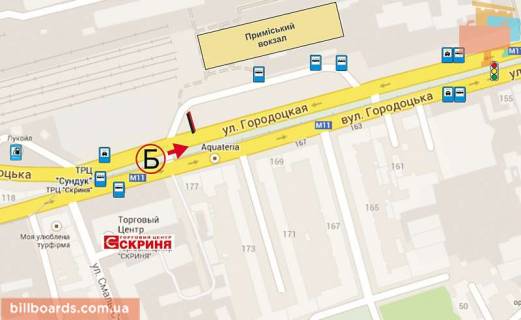 Билборд B в Львове Городоцкая ул., 177, напротив, нижний схема