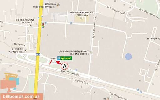 Billboard A in Lviv Lugans'ka st. - Strijs'ka st. scheme
