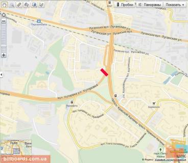 Билборд A в Львове Хуторівка вул., з'їзд з моста, в сторону ринку Шувар схема