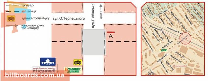 Билборд A в Львове Люблінська вул. схема