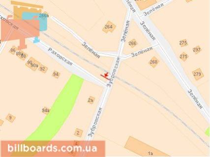 Билборд A в Львове Зелена вул. - Зубрівська вул. - Рахівська вул. схема