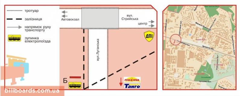 Билборд B в Львове Луганська вул., нижній схема