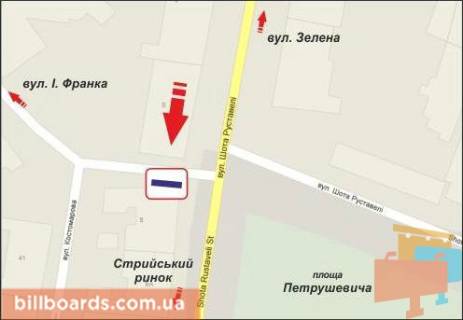 Билборд A в Львове Руставелі вул., 8 схема