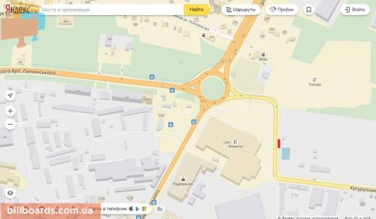Билборд A в Львове Кукурудзяна вул., виїзд з магазину "Епіцентр", правий схема