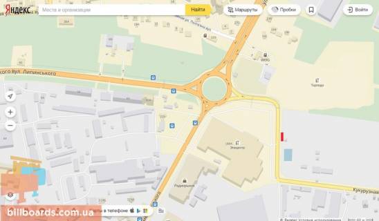 Билборд A в Львове Кукурудзяна вул., виїзд з магазину "Епіцентр", лівий схема