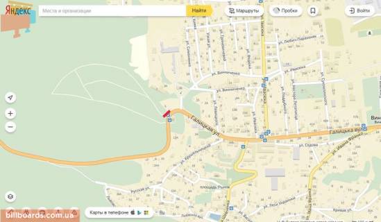 Билборд A в Львове Львівська вул., в'їзд в місто Винники схема