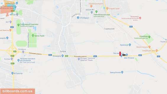 Билборд A в Львове Кільцева дорога, в бік Пасіки-Зубрицькі схема