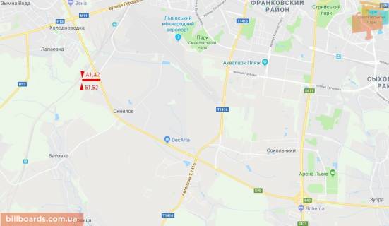 Билборд  в Львове М-10 Западный обход, возле Автохата в сторону ТЦ "King Cross" , нижний схема