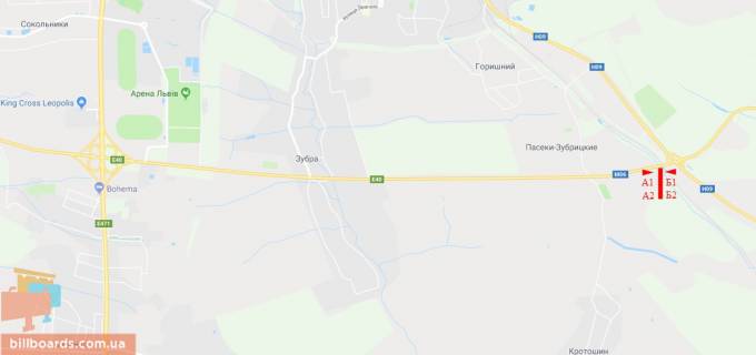 Билборд  в Львове М-06 Киев-Чоп, въезд в город, с. Пасикы-Зубрыцки, нижний схема
