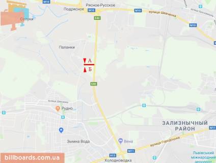 Билборд  в Львове М-10 Западный обход в сторону "Фуджикура", с. Рудно схема