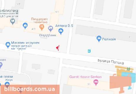 Билборд  в Львове Патона ул., Интер Маркет м-н схема