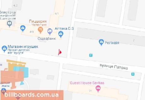 Билборд  в Львове Патона ул., Интер Маркет м-н схема