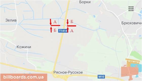 Билборд  в Львове Окружная дорога в сторону Львова, с. Биркы, правый схема