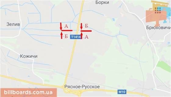 Билборд  в Львове Окружная дорога в сторону с. Биркы, правый схема