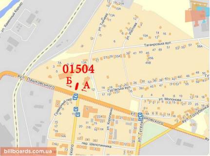 Билборд A в Мариуполе Леопорского вул. - Гур'ївська вул. - Набережна вул. схема