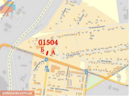 Билборд B в Мариуполе Леопорского вул. - Гур'ївська вул. - Набережна вул. схема