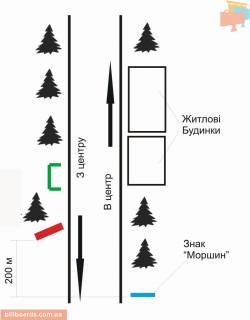 Билборд B в Моршине Франка вул., в'їзд в місто схема
