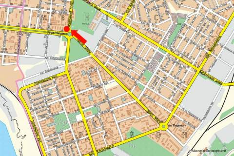 Билборд A в Николаеве, 3x6  Богоявленський пр. (кол. Жовтневий пр.) / Погранична вул. (кол. Чигрина вул.), кільце автовокзалу, біля супермаркетів "Велика Кишеня", "Технополіс", права схема