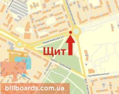Билборд  в Никополе Трубников пр. / Электрометаллургов ул. схема