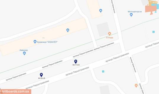 Билборд A в Никополе, 6х3  вул.Першотравнева, навпроти буд. №173, напрямок руху до цетральної частини міста схема