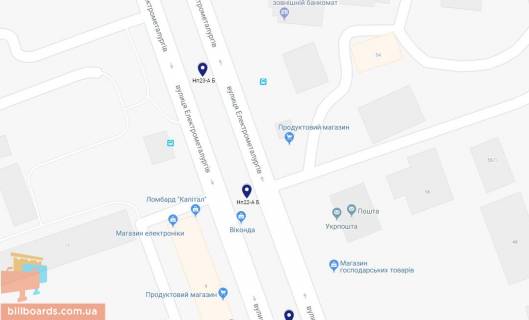 Білборд, Бігборд (Борд)  A у Нікополі, 6х3  просп.Електрометалургів, навпроти зупинки, напрямок руху з центру (РОЗМІР МАТЕРІАЛУ ДЛЯ РОЗМІЩЕННЯ 5,9х2,9) схема