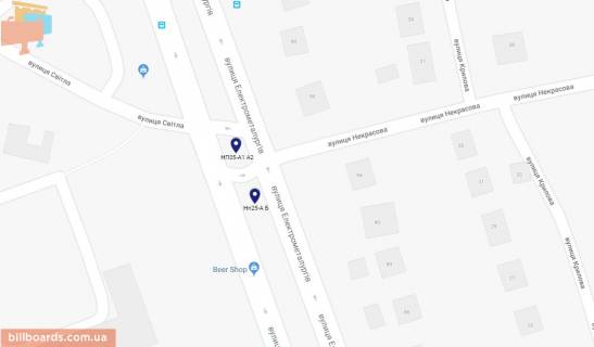 Билборд A в Никополе, 6х3  просп.Електрометалургів - вул.Некрасова, напрямок руху в центр схема