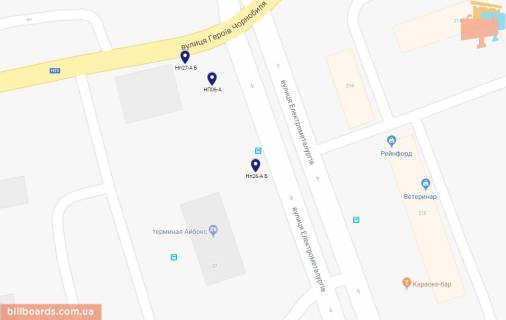 Билборд B в Никополе, 6х3  просп.Електрометалургів, автовозкзал, поруч з VARUS, напрямок руху з центру схема