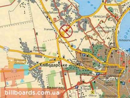 Билборд B в Одессе Об'їзна дорога, Конюшиновий міст, в сторону Київського шосе схема
