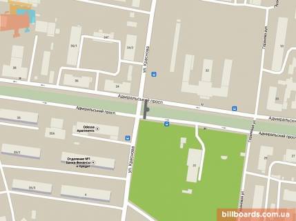 Билборд A в Одессе Адміральський пр. - Краснова вул., біля кінотеатру "Вимпел", в центр схема