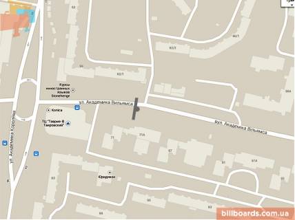 Билборд A в Одессе Вільямса вул., 71А, біля супермаркету "Таврія В", в сторону Люстдорфської дороги схема