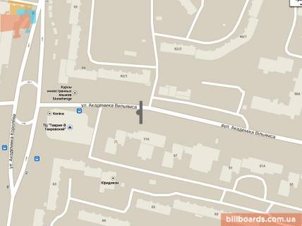 Билборд B в Одессе Вільямса вул., 71А, біля супермаркету "Таврія В", в сторону Корольова вул. схема