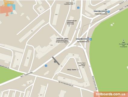Билборд B в Одессе Краснова вул. - Артилерійська вул., біля супермаркету "Віртус", правий схема