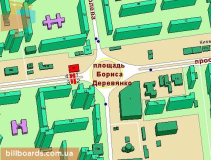 Билборд A в Одессе Князя Ярослава Мудрого просп. (Академіка Глушка просп.). - Незалежності пл., 1, в сторону Королева вул., правий схема