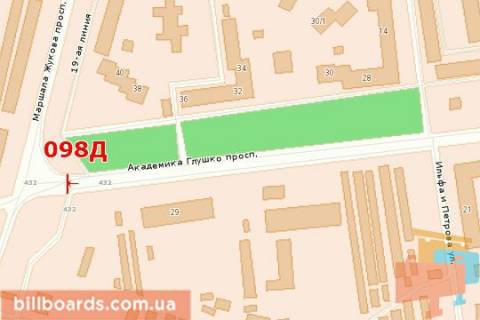 Білборд, Бігборд (Борд)  A у Одесі Князя Ярослава Мудрого просп. (Академіка Глушка просп.)., 29-А - Небесної Сотні ін. (Кол. Маршала Жукова пр.) схема