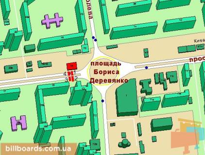 Білборд, Бігборд (Борд)  A у Одесі Князя Ярослава Мудрого просп. (Академіка Глушка просп.). - Незавісімотсі пл., 1, в сторону Сім’ї Глодан вул. (Ільфа і Петрова), Правий схема