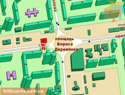 Білборд, Бігборд (Борд)  A у Одесі Князя Ярослава Мудрого просп. (Академіка Глушка просп.). - Незавісімотсі пл., 1, в сторону Сім’ї Глодан вул. (Ільфа і Петрова)., Лівий схема