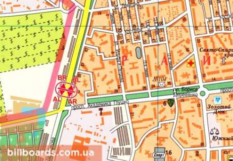 Билборд  в Одессе Небесной Сотни пр. (бывш. Жукова пр.), 91А, разделитель, из центра схема