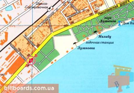 Билборд  в Одессе Николаевская дорога, 257 / Векслера пер., в центр схема