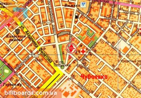 Билборд  в Одессе Краснова ул., 11Б, возле ресторана "McDonald's", в центр схема
