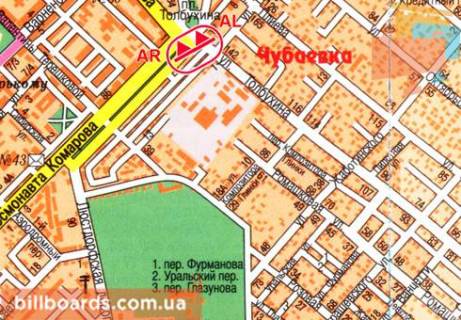Билборд  в Одессе Люстдорфская дорога, 44 / Трибуни Героїв пл. (Толбухіна пл.)., возле супермаркета "Сильпо" схема