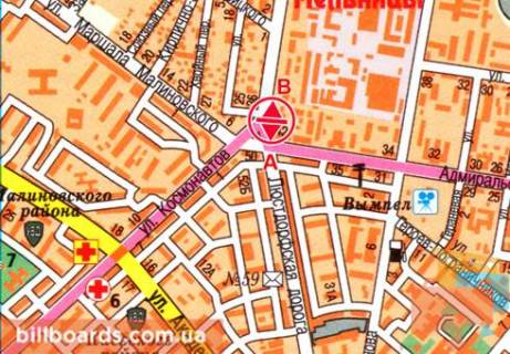 Билборд  в Одессе Люстдорфская дорога, 23Б, из центра (флажок) схема
