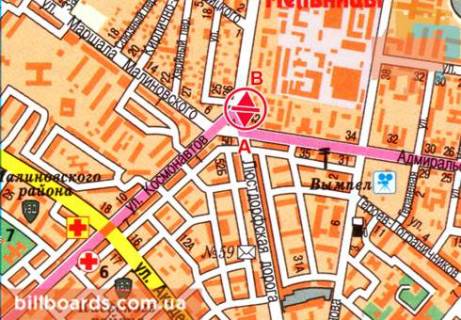Билборд  в Одессе Люстдорфская дорога, 23Б, в центр (флажок) схема